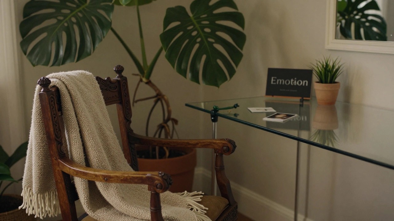 Cozy home corner featuring a vintage wooden chair, modern desk, and indoor plants.