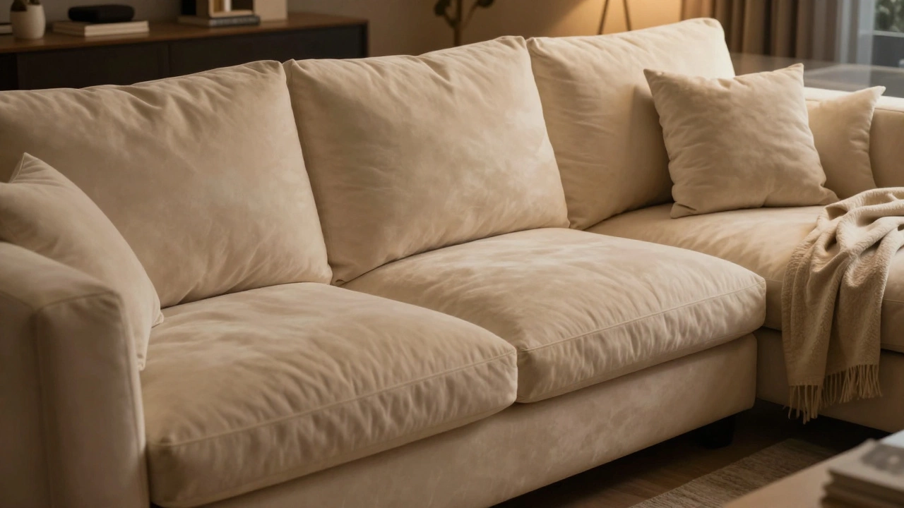 Deep, plush luxury sectional sofa with thick, rounded cushions