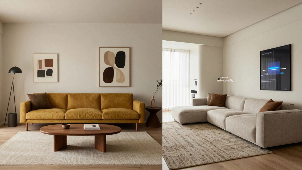 Side-by-side comparison of Modern and Contemporary interior designs