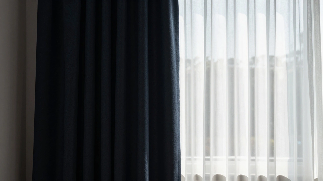 Comparison of dark vs light curtains showing light absorption effects